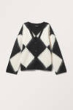 Black White - Fluffy knit cardigan - 3