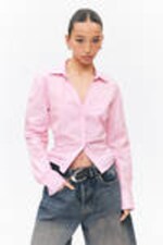 Striped Pink - Cropped Open Back Shirt - 2