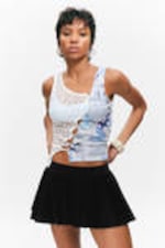 Black - Low Rise Flared Mini Skort - 2