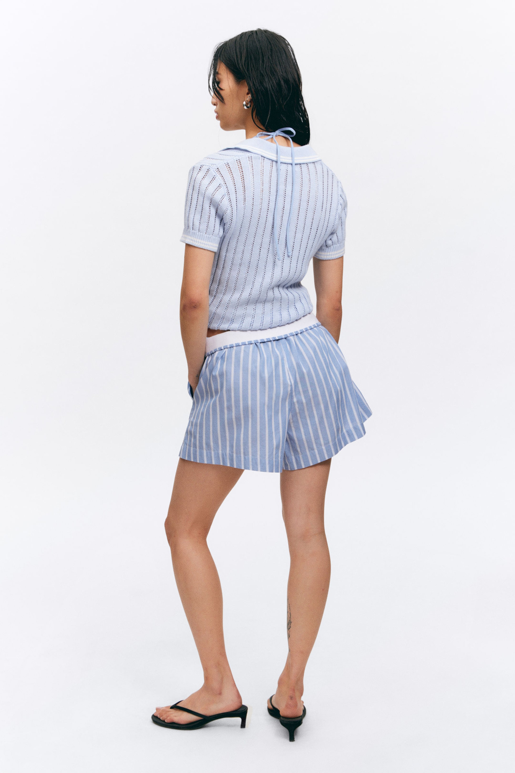 Striped Blue - Relaxed Cotton Boxer Shorts - 3