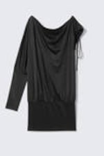 Black - Draped Jersey One-Sleeved Dress - 4