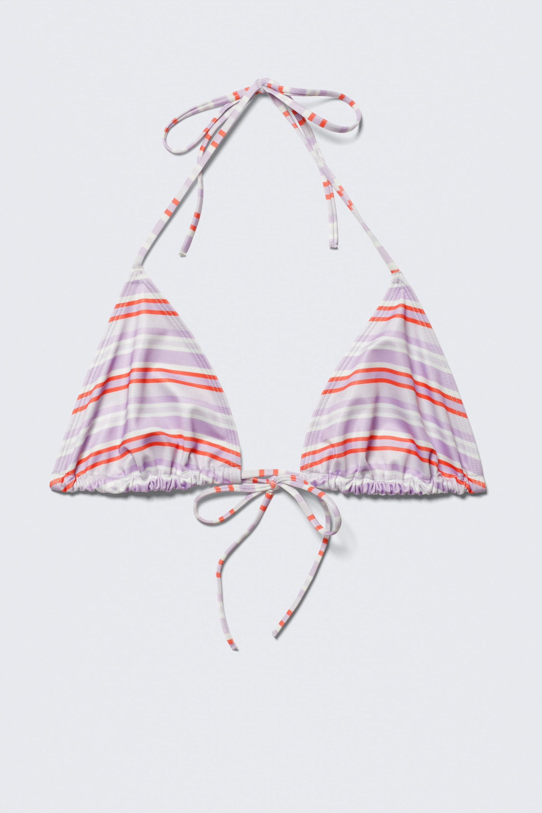 Purple & Red Stripes - Printed Halter Triangle Bikini Top - 3