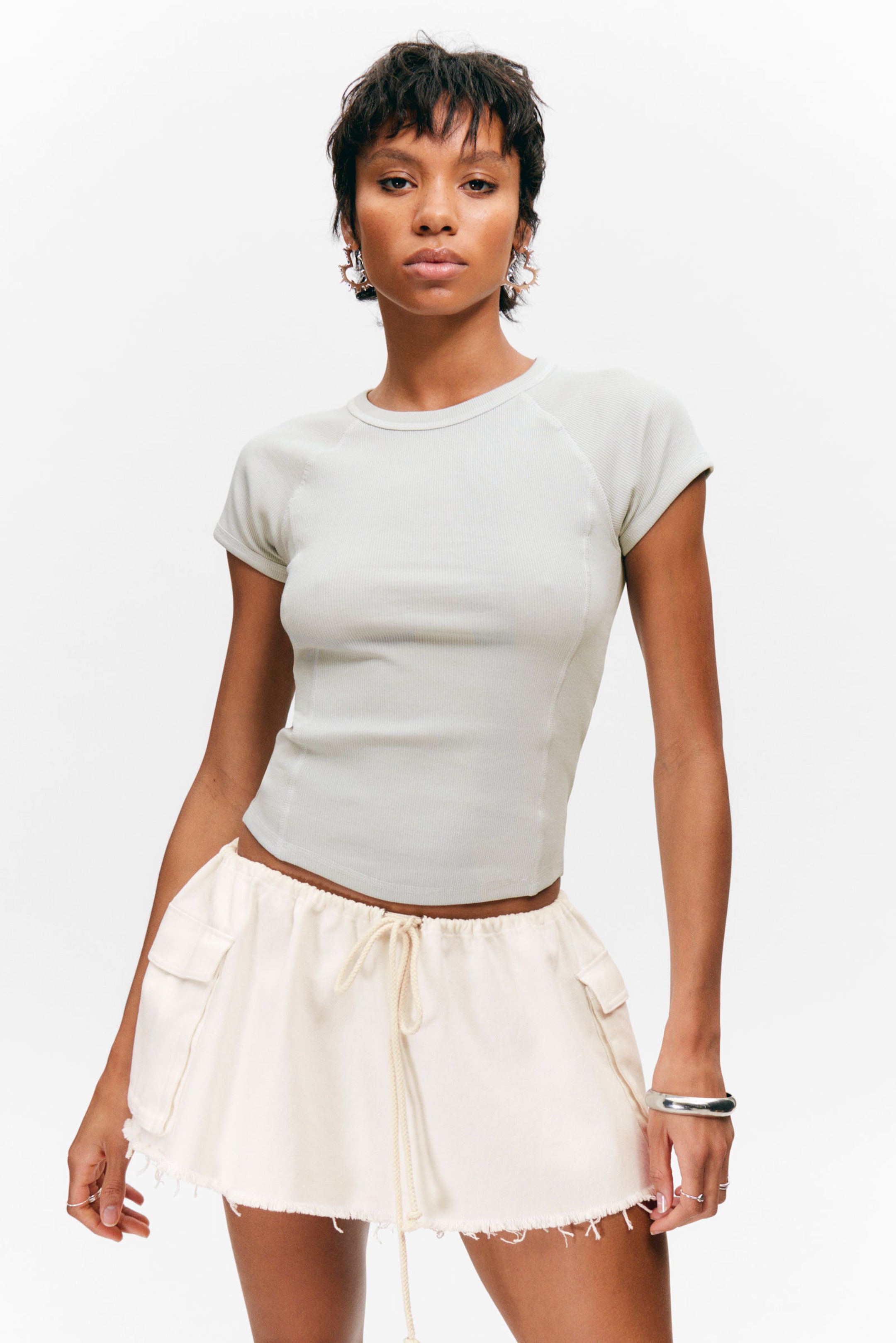 #BBBFC0 - Contrast Stitch Fitted T-Shirt - 1