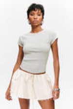Light Grey - Contrast Stitch Fitted T-Shirt - 0