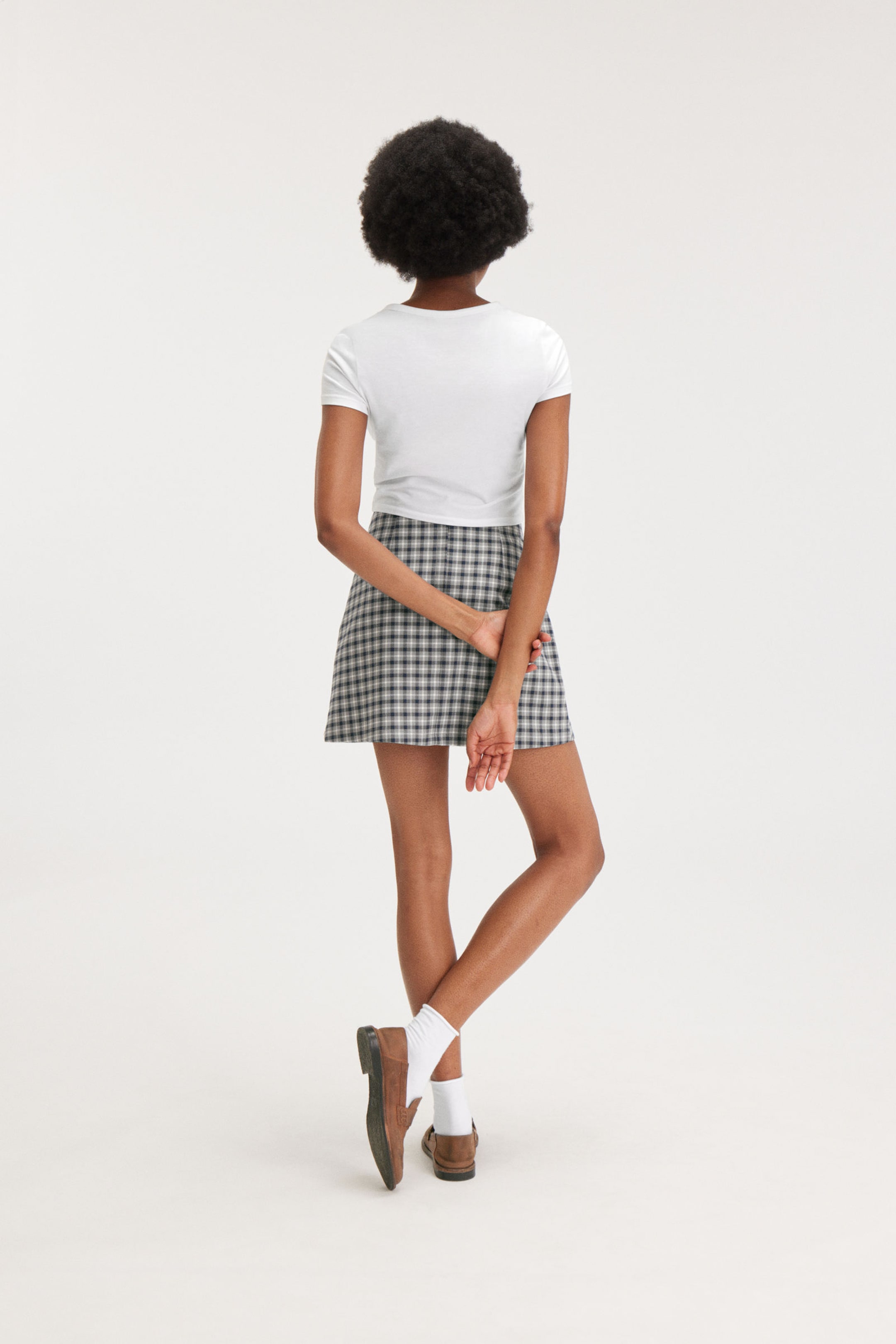 Grey checks - A-line mini skirt - 2