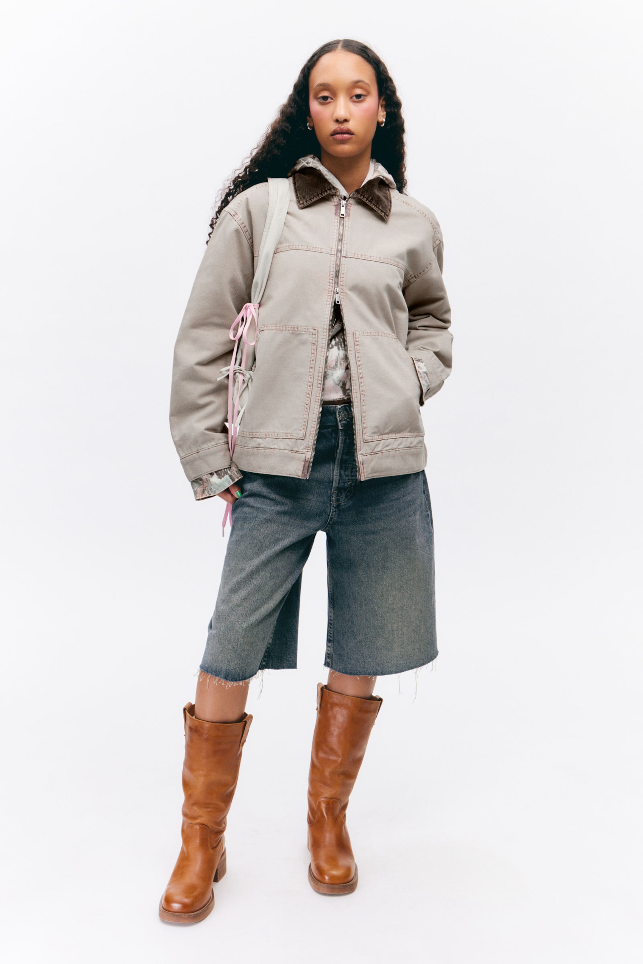 Pinkish Beige - Padded Cotton Canvas Jacket - 3