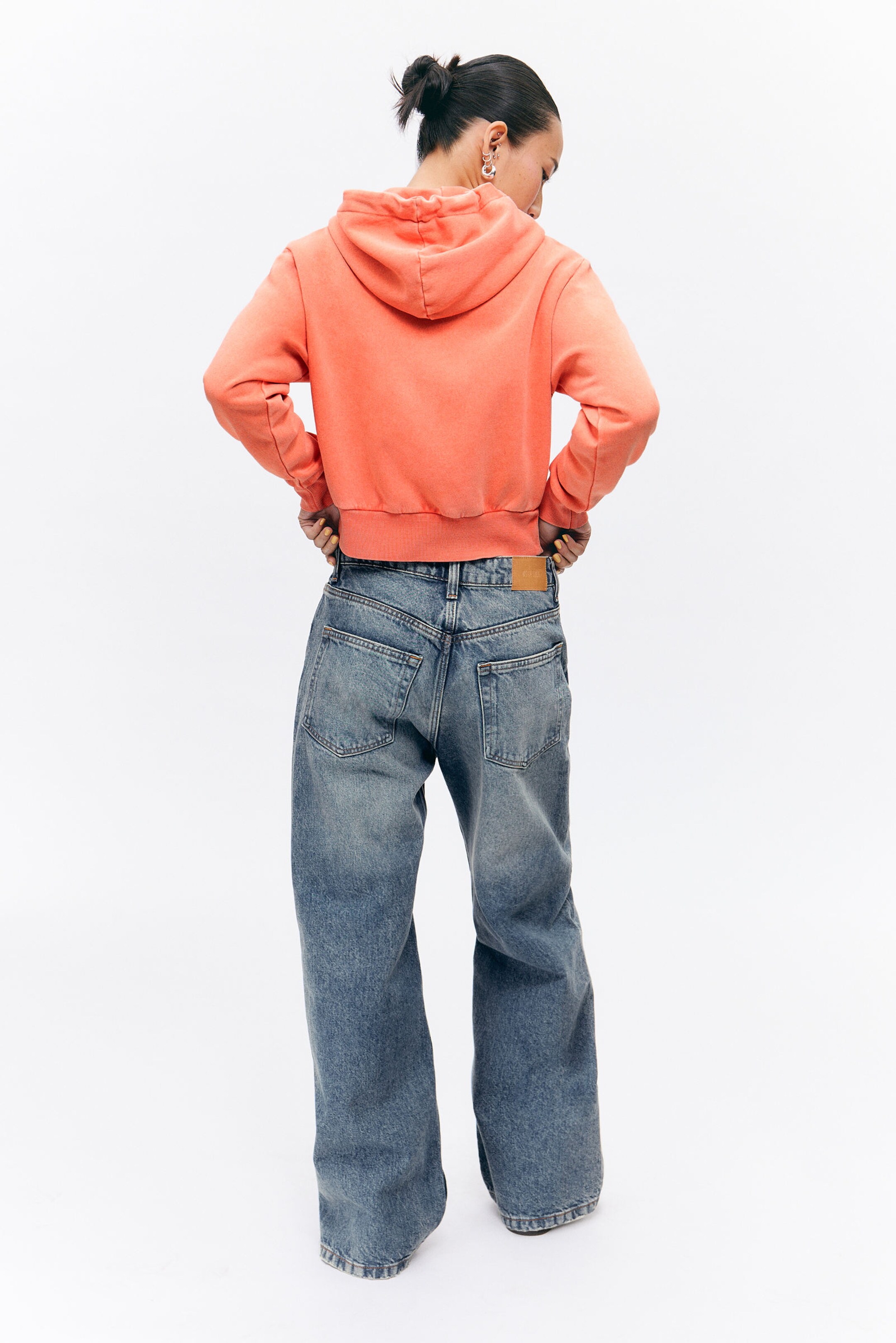 Washed Orange - Cropped Zip Hoodie - 2