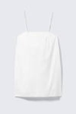 White - Tie-Back Twill Mini Dress - 3