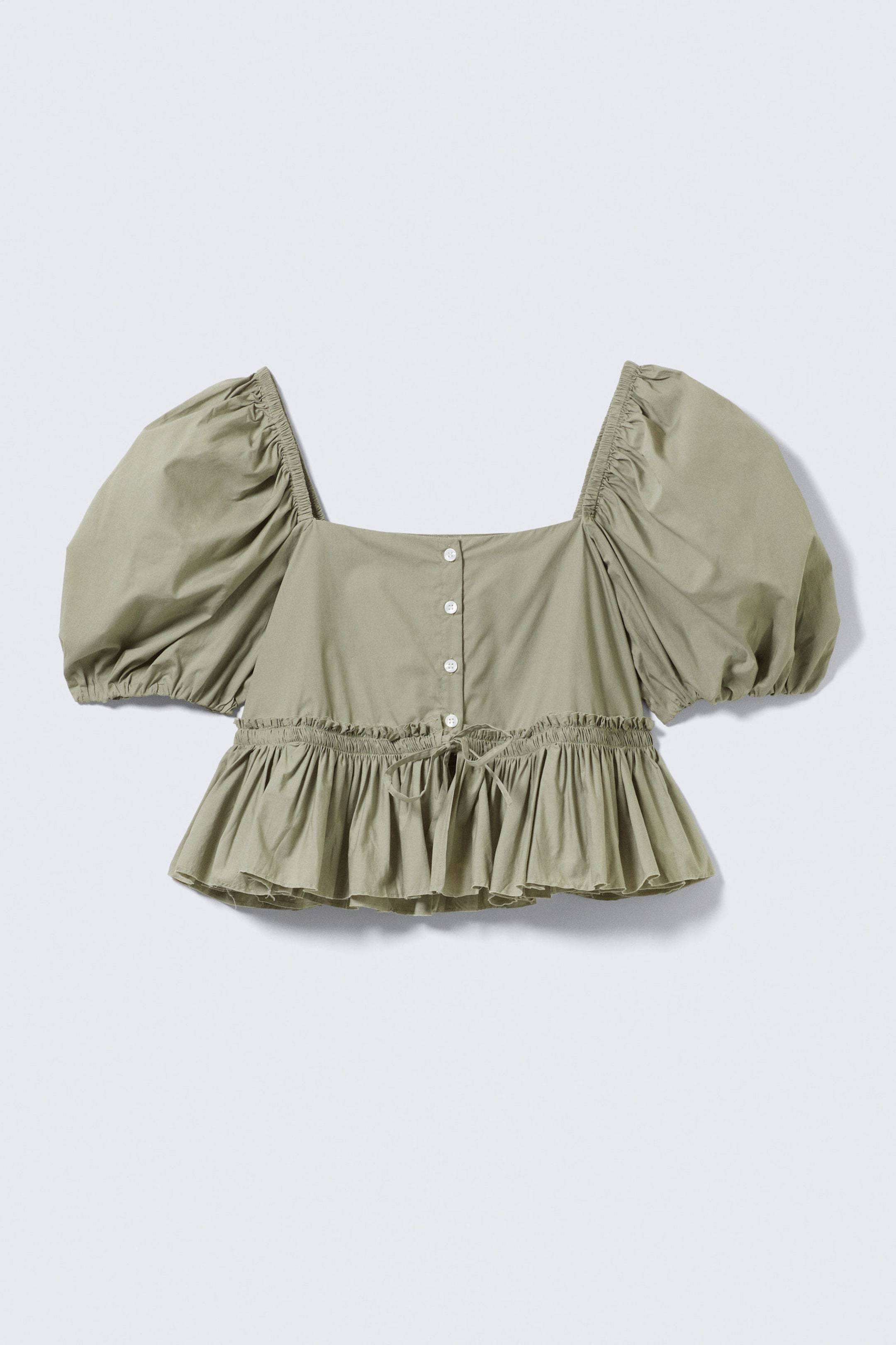 #8D8C81 - Peplum Cotton Poplin Blouse - 1