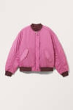 Dark Red/Hot Pink - Loose Reversible Bomber Jacket - 7