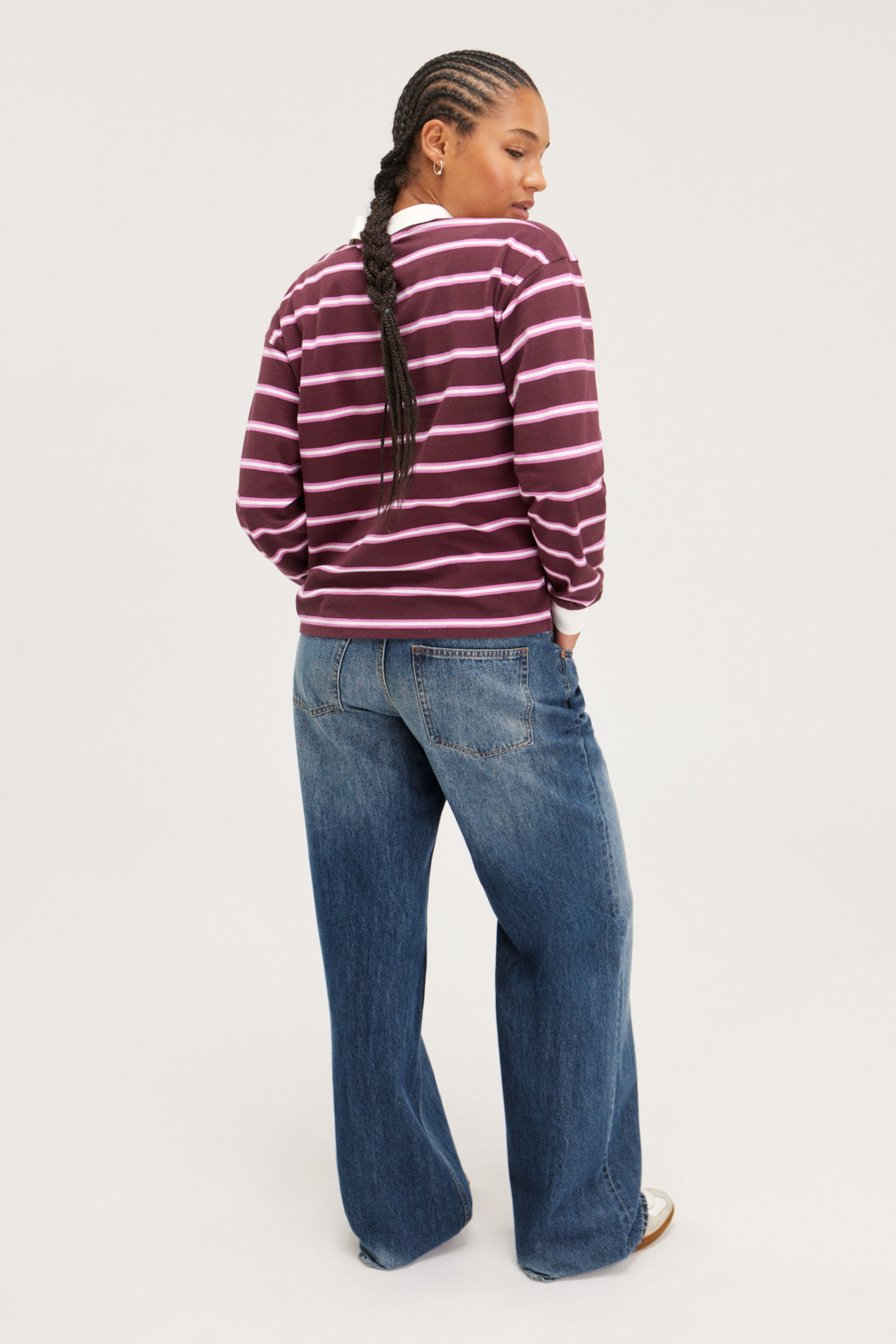 Burgundy - Long Sleeve Rugby Polo Top - 2