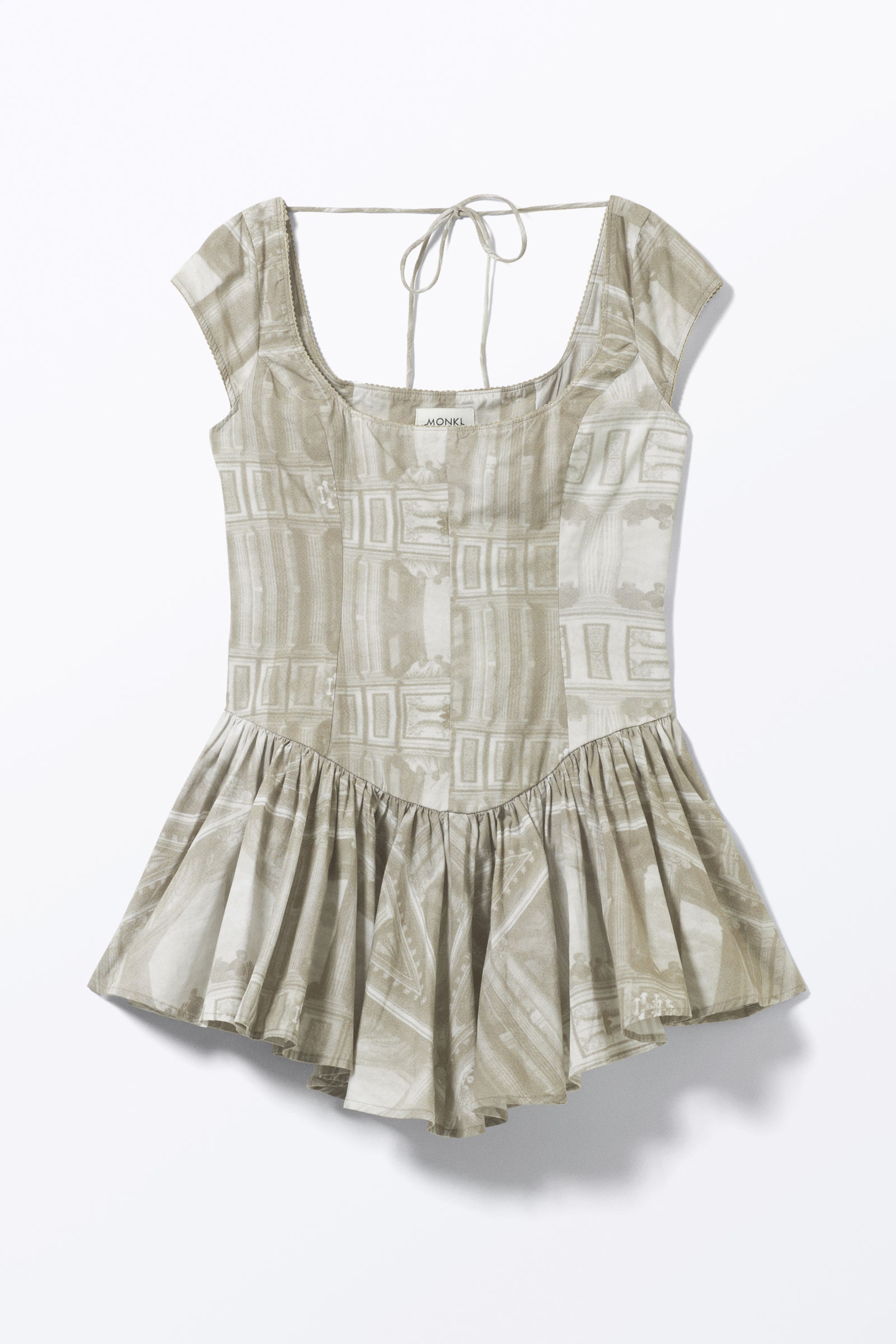 Khaki Green - Baroque Frame - Fit and Flare Mini Dress - 3