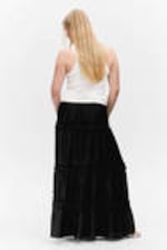 Black - Tiered Frilled Maxi Skirt - 3