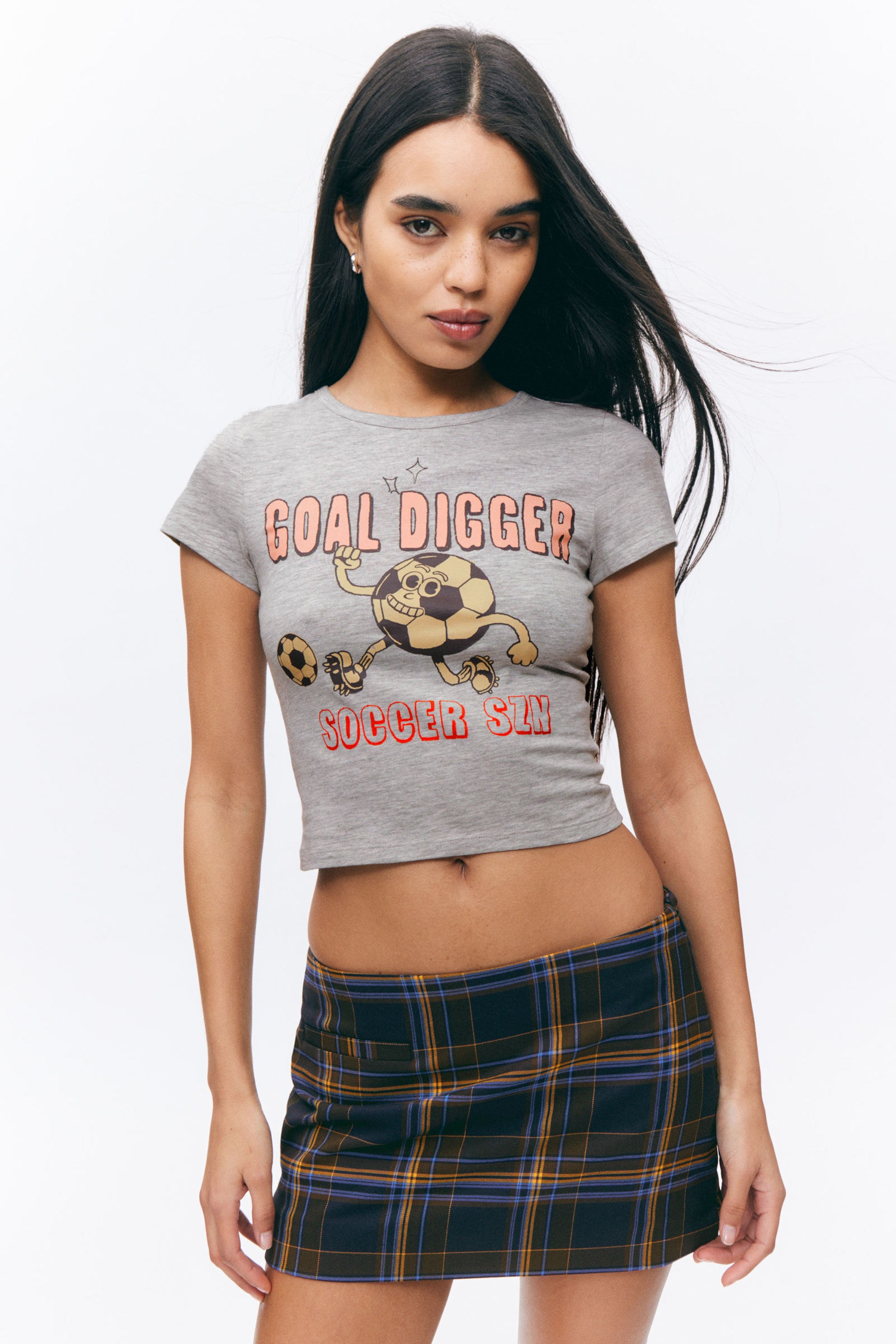 Grey - Goal Digger - Cropped t-shirt - 0