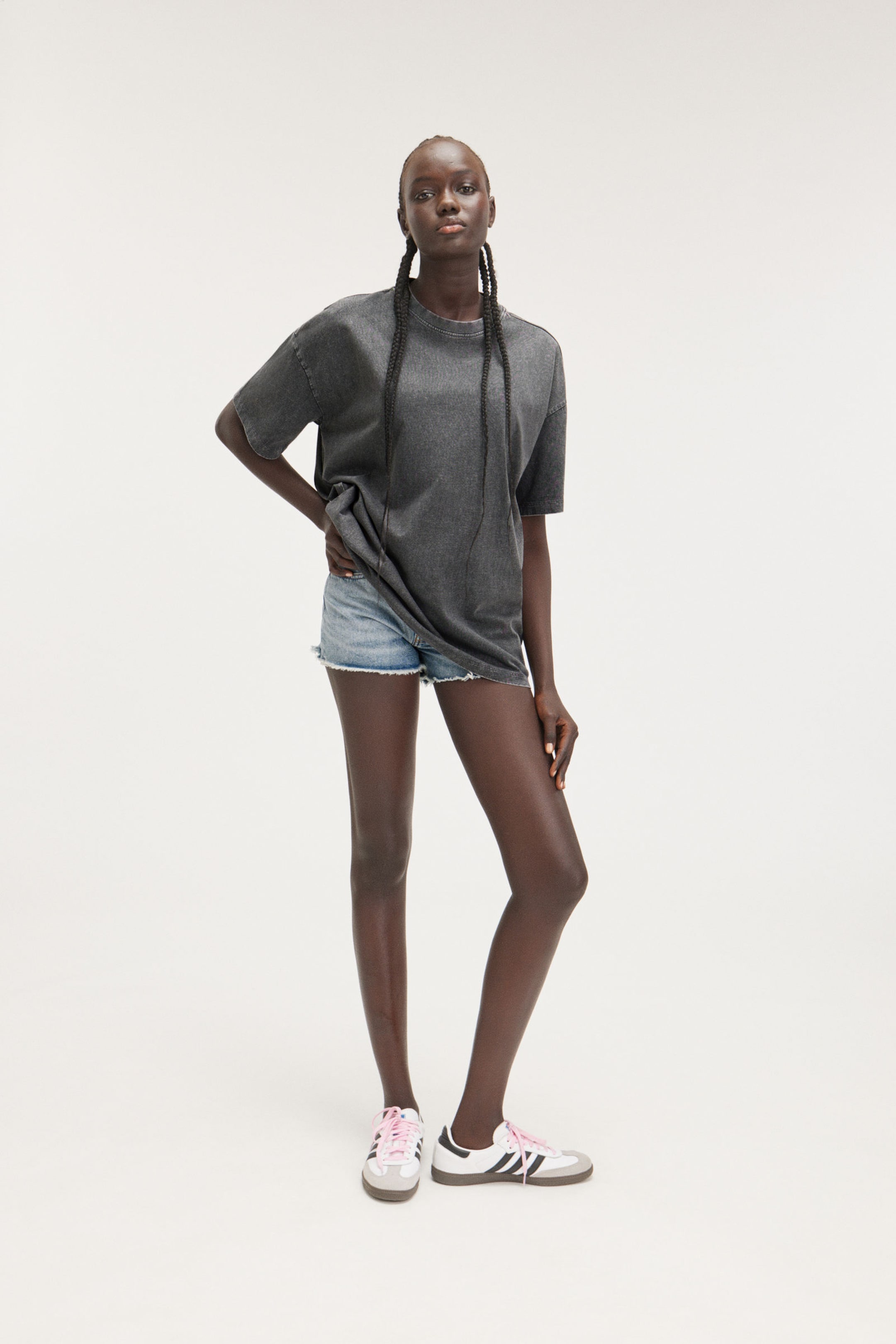 Washed Black - Oversized Cotton T-shirt - 1