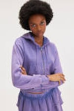 Washed Purple - Cropped Zip Hoodie - 0