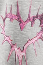 Grey - pink spiky heart - Cropped t-shirt - 4