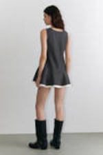 Dark Grey - Sleeveless Peplum Hem Mini Dress - 2