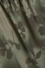 Khaki Green - Spray Flowers - Draped One-Shoulder Nylon Top - 4