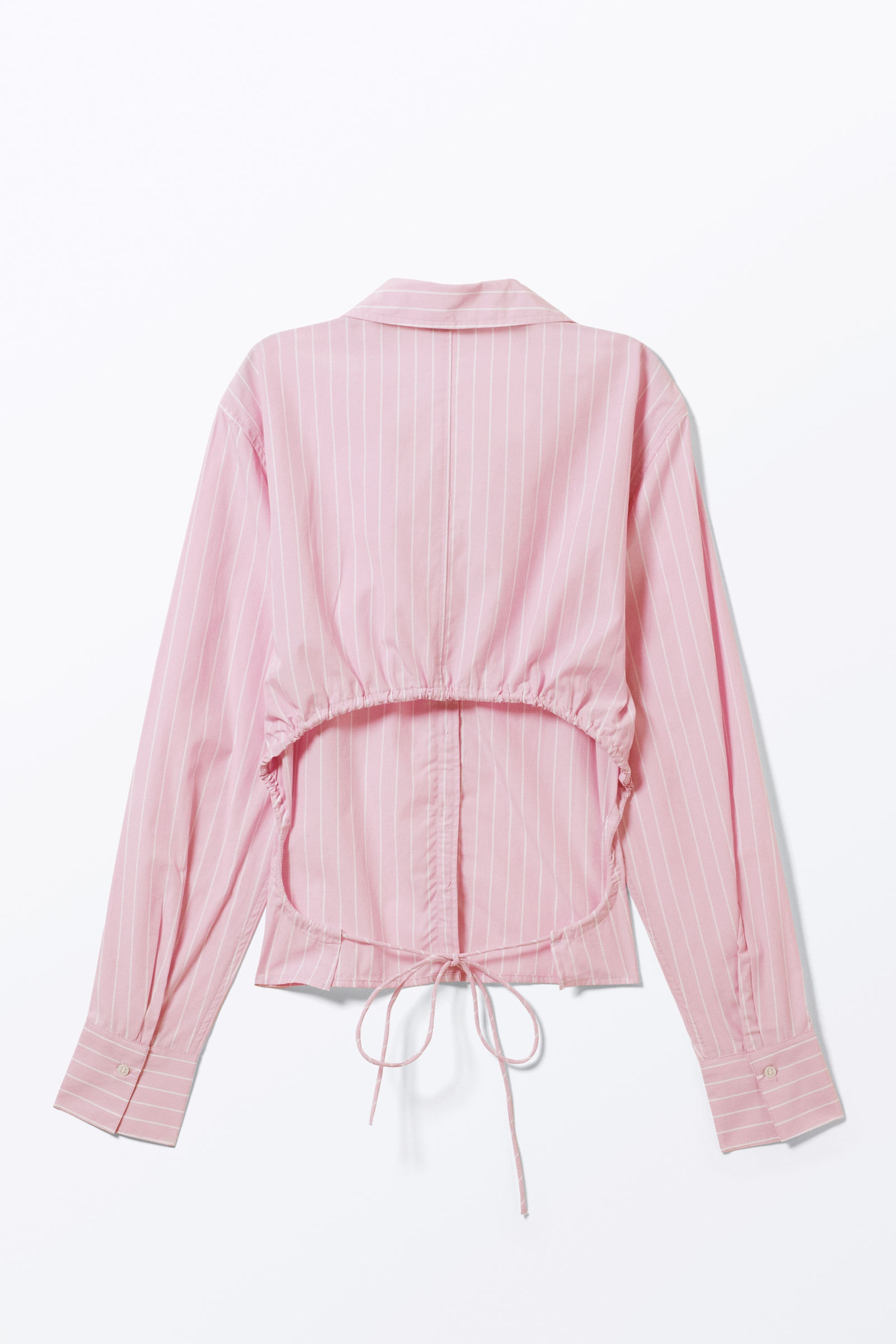 Striped Pink - Cropped Open Back Shirt - 6