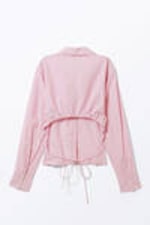 Striped Pink - Cropped Open Back Shirt - 6