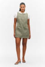 Khaki Green - Sleeveless Utility Cotton Twill Dress - 0
