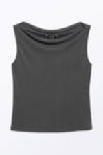 Charcoal - Super soft sleeveless boatneck top - 3