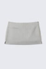 Light Grey - Pinstripe - Low Waisted Mini Suiting Skirt - 4