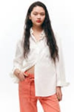 White - Long-Sleeved Oversized Poplin Shirt - 0