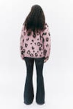Light Pink - Leopard - Fluffy knit cardigan - 2