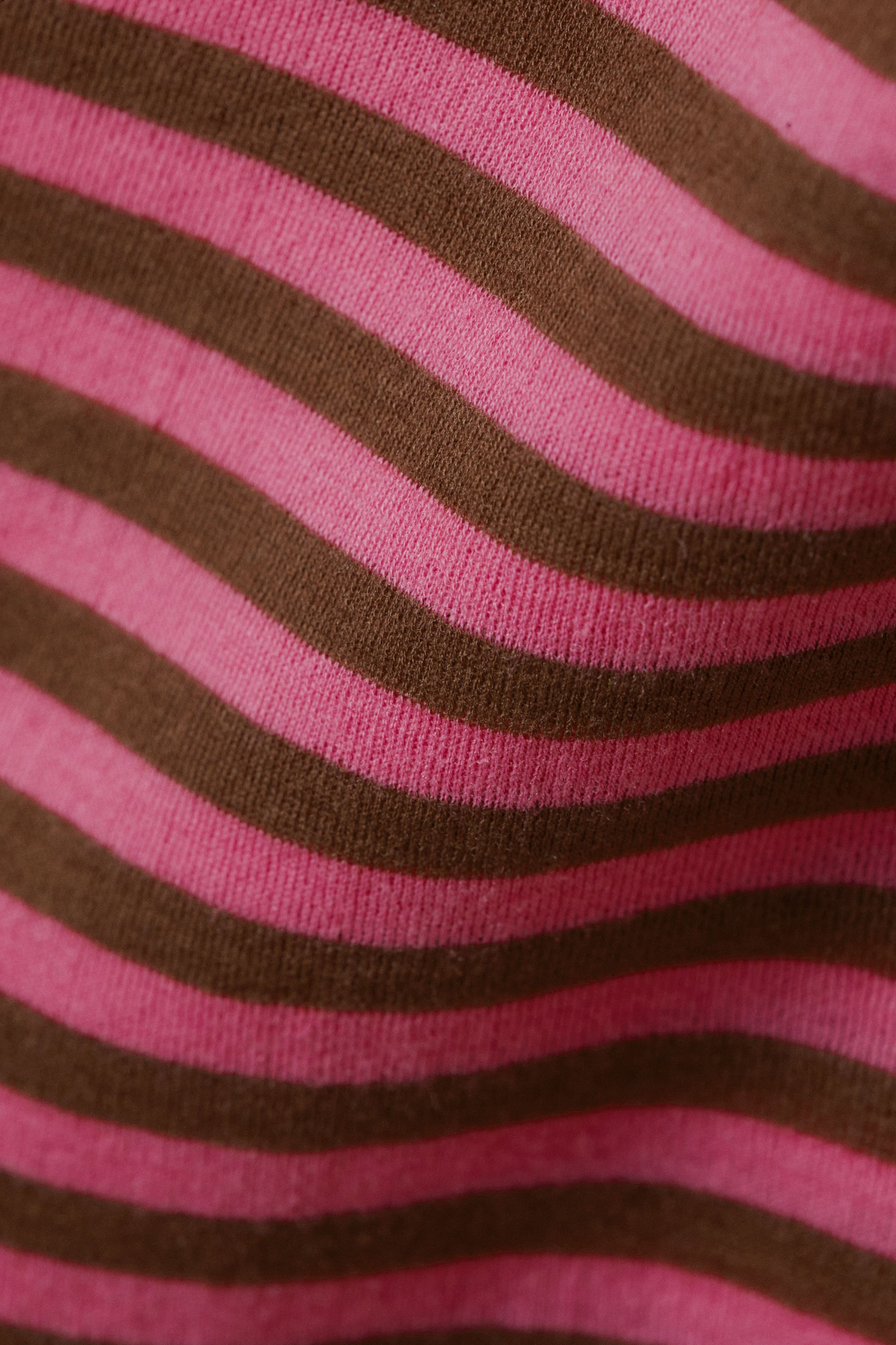 Striped Pink - Fitted Cap-Sleeved Mock-Turtleneck T-shirt - 4