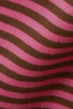 Striped Pink - Fitted Cap-Sleeved Mock-Turtleneck T-shirt - 4