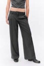 Grey pinstripe - Low waist wide leg tailored trousers - 1