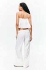 White - Cotton Poplin Tie-Front Pyjama Top - 2