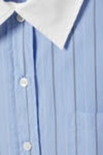 Striped Light Blue - Long-Sleeved Oversized Poplin Shirt - 4