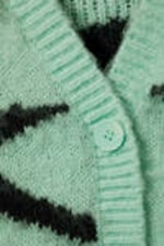 Light Green Zebra Print - Fluffy knit cardigan - 4