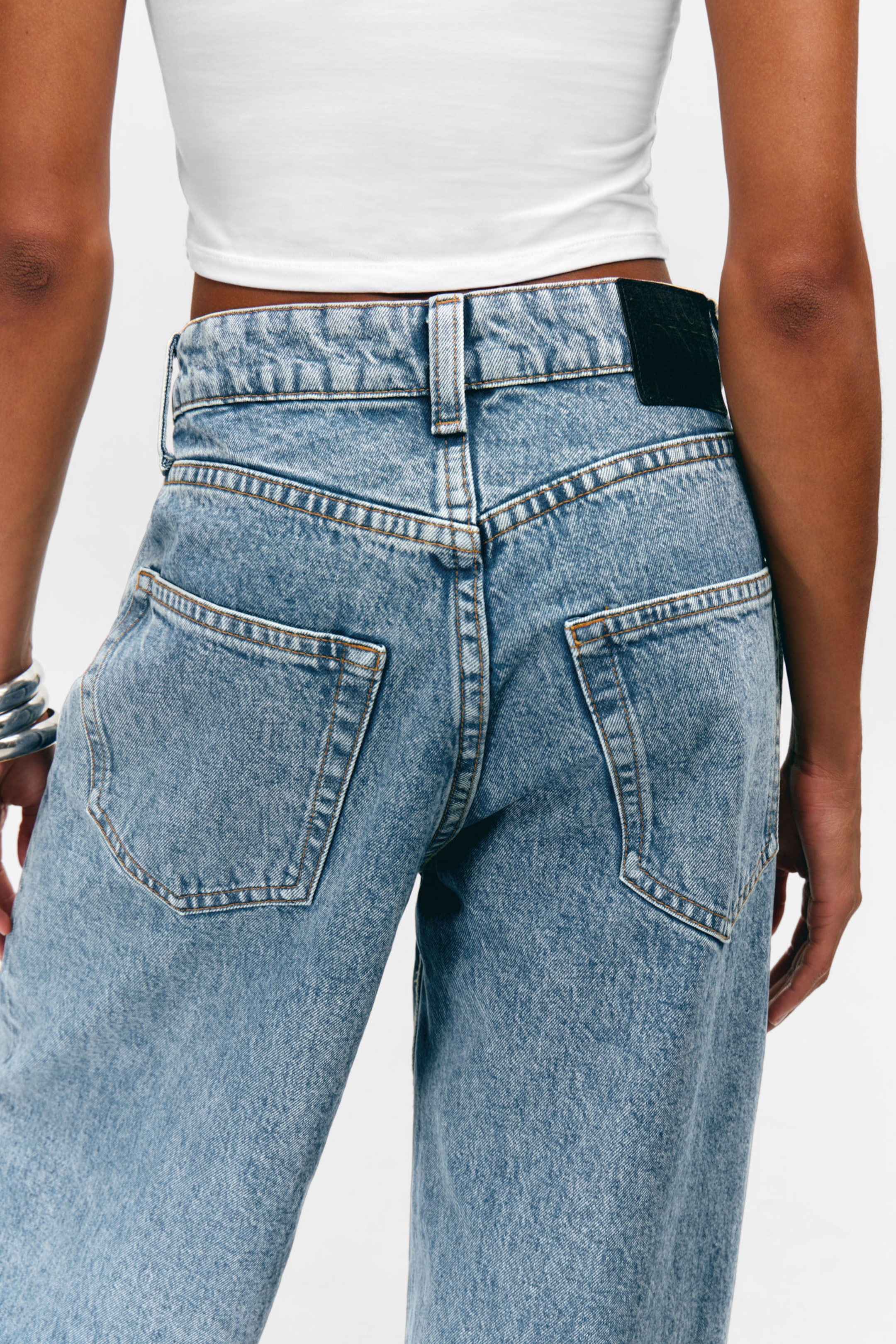 Mid Blue - Medium Blue - Peggy Low Waist Loose Baggy Leg Jeans - 4