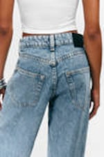 Mid Blue - Medium Blue - Peggy Low Waist Loose Baggy Leg Jeans - 4