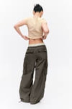 Dark Grey - Loose Nylon Cargo Trousers - 2