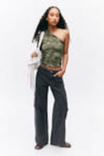 Washed Black - Loose Fit Low Waist Twill Cargo Trousers - 0
