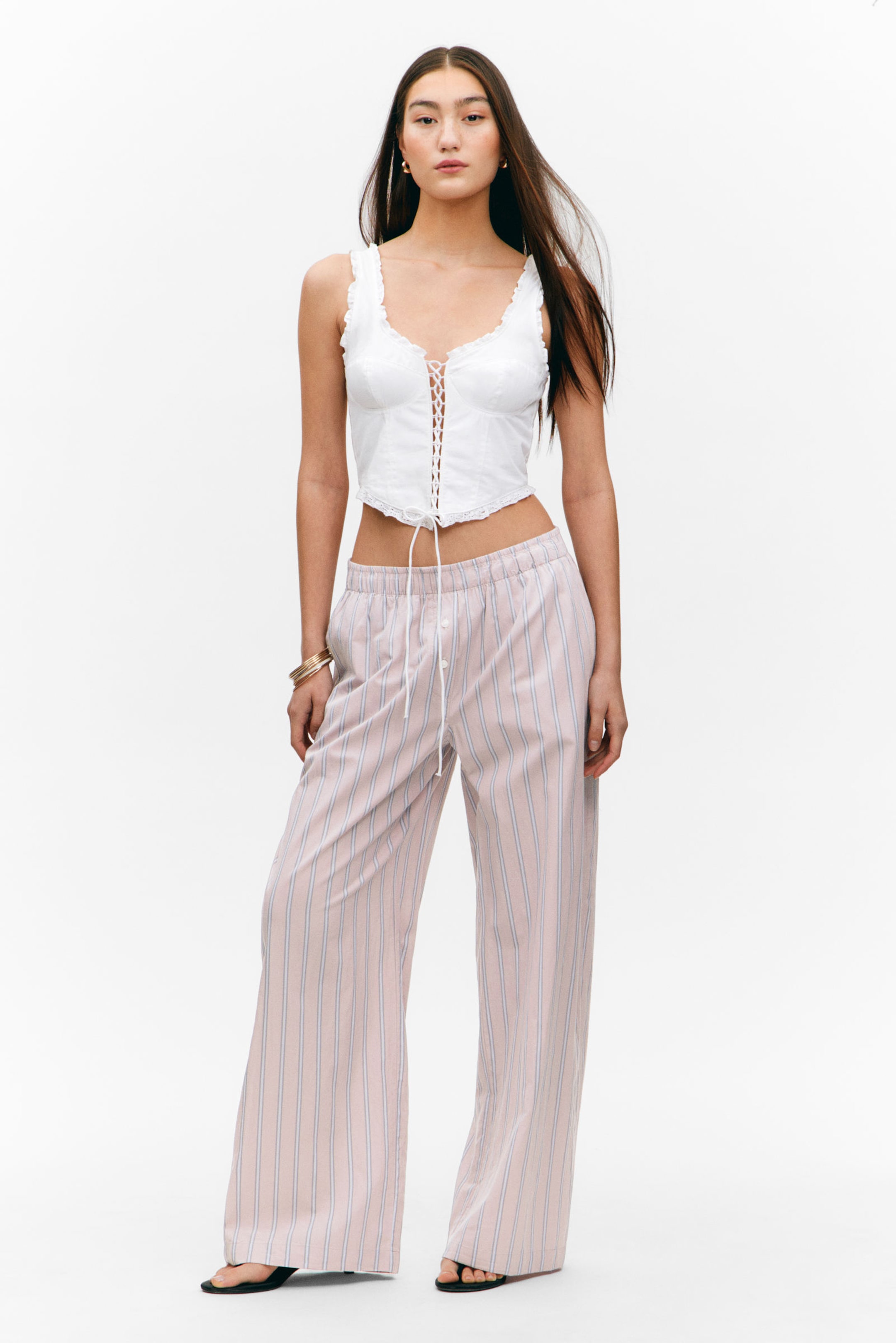 #C5B5B5 - Wide-Leg Cotton Twill Trousers - 1