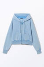 Washed Light Blue - Cropped Zip Hoodie - 3