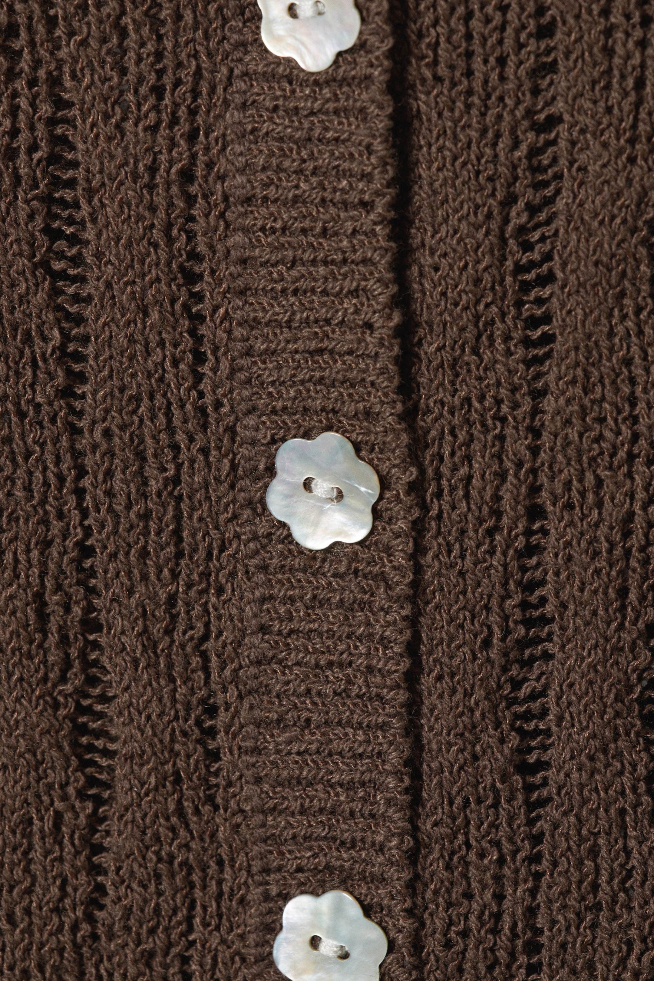 Dark Brown - Fitted Long-Sleeved Knitted Cardigan - 4