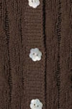 Dark Brown - Fitted Long-Sleeved Knitted Cardigan - 4