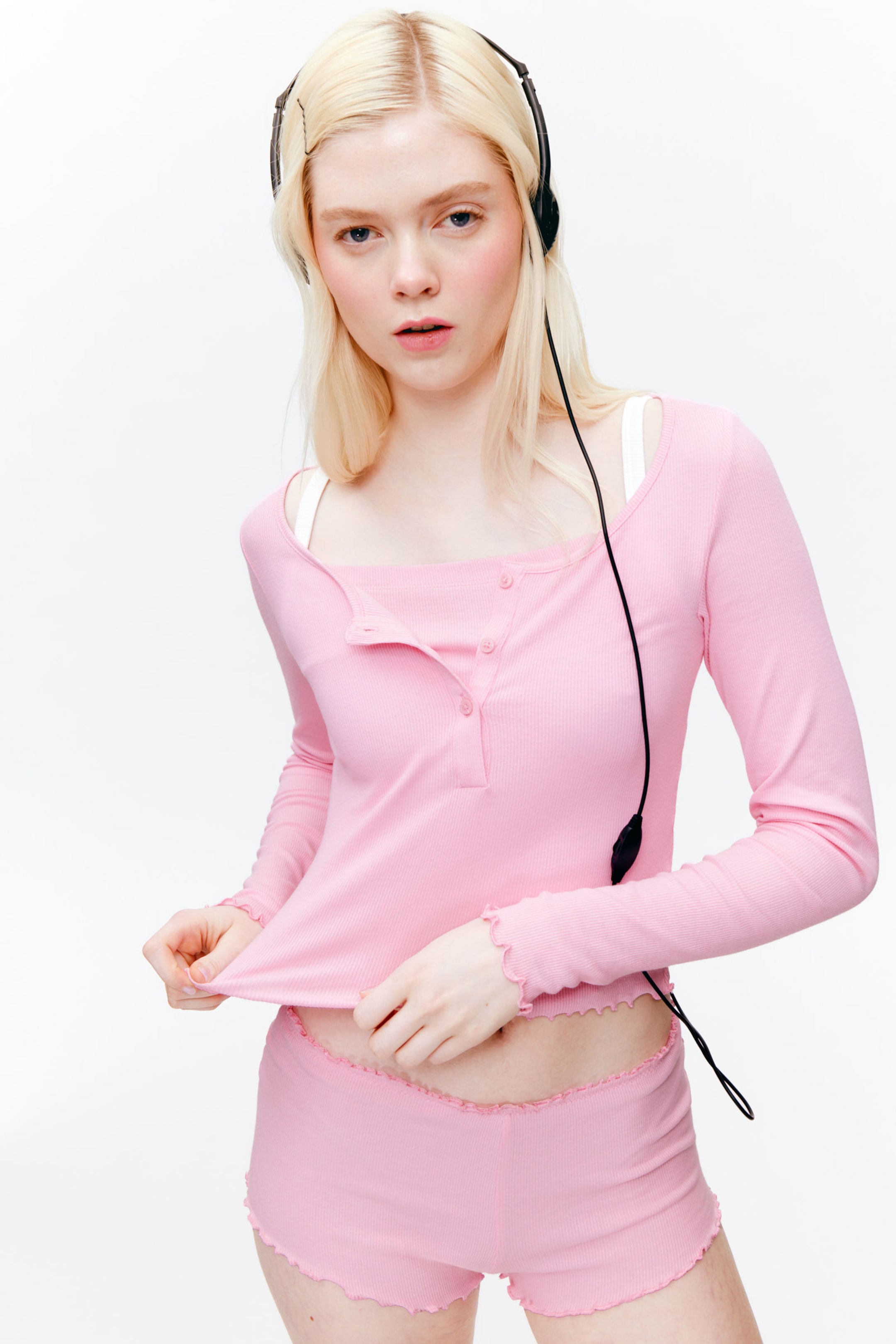 #E2BCDA - Ribbed Mini Henley Top - 2