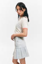 Fluid Blue - Light Blue - Pleated Mini Denim Skirt - 2