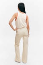Light Beige - Low Waisted Bootcut Twill Trousers - 3