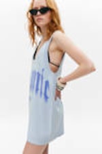 Light Blue - Cosmic Haze - Knitted Graphic Tank Dress - 2
