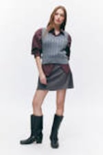 Dark Grey - A-line mini skirt - 1