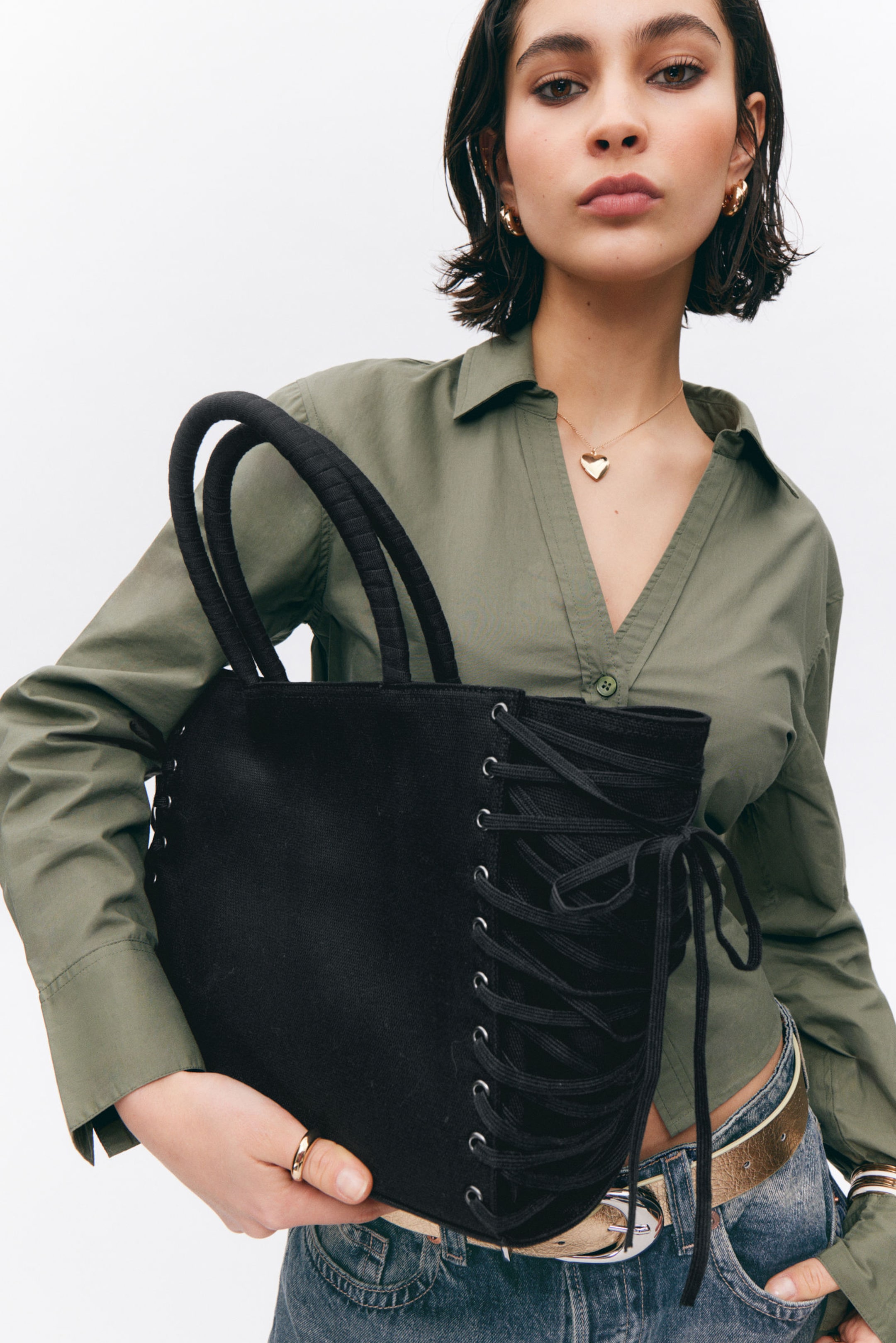 #272628 - Lacing Cotton Handbag - 2